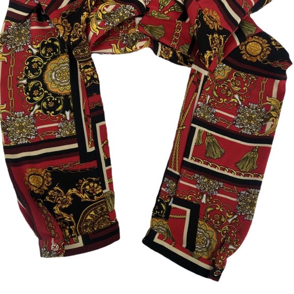 ⚜️ Bepop Red Baroque Chain Print Shirt Dress Retro Scarf Print M ⚜️ - Picture 4 of 6